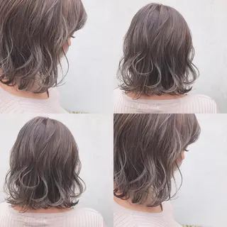 ミディアム カラー 野村 さなみ✨ぱっつんボブのヘアスタイル