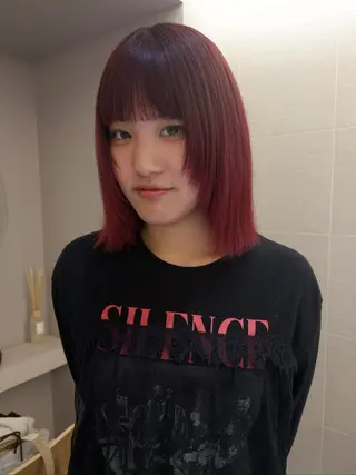 ミディアム カラー yiye   神宮前所属・manami /暖色 /カットモデル募集のヘアスタイル