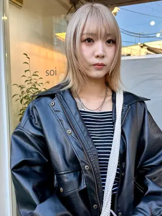 ミディアム カラー パーマ/透明感カラー /ボブ/吉田一生のヘアスタイル