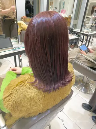 セミロング 似合わせ艶髪カラー ❤️ハダユミのヘアスタイル