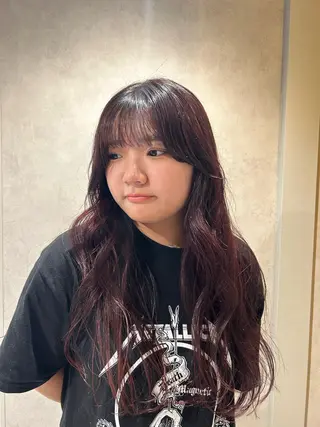 ロング カラー ayano🍒パーマ 暖色カラーのヘアスタイル