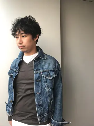 ミディアム パーマ メンズ BANKSIA ボブ専門/草野明郎のヘアスタイル