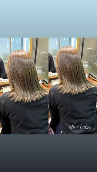 ミディアム カラー 艶カラー/ ストレート/くるみのヘアスタイル