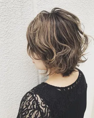 ショート カラー パーマ ヘアアレンジ 韓国ヘア✨グレージュ カラーasamiのヘアスタイル