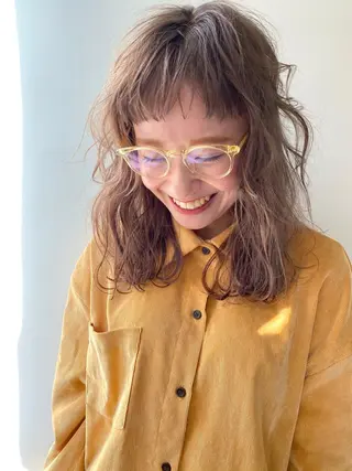 セミロング カラー パーマ ヘアアレンジ 髪質改善カラー&TR 縮毛矯正/弱酸性矯正のヘアスタイル