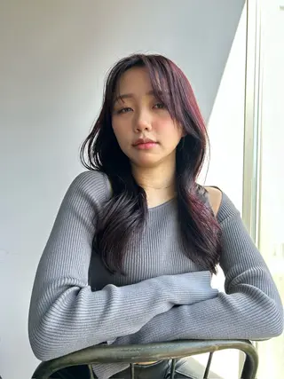 セミロング カラー 日韓レイヤー🇰🇷 艶カラー/ナカネのヘアスタイル