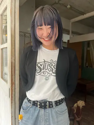 ミディアム ハイトーン/顔まわり レイヤー/YUKAのヘアスタイル