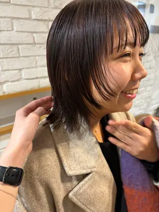 ミディアム カラー 池田理紗/メンズ カット/切りっぱなしのヘアスタイル