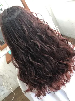 ロング カラー パーマ ブリーチ毛縮毛矯正 👑山口のヘアスタイル