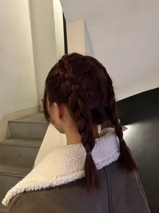 ミディアム カラー ヘアアレンジ 愛結 暖色カラー🎀🩰のヘアスタイル