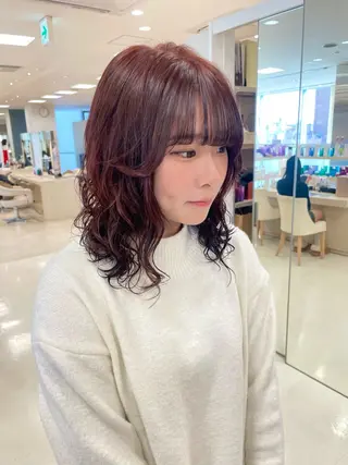 セミロング カラー パーマ ヘアアレンジ 🍒KIKUCHI KANAE🍒のヘアスタイル