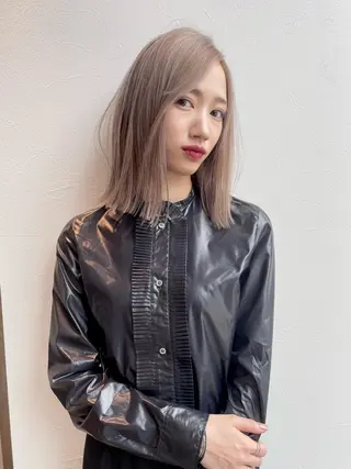 ミディアム カラー Piaコータロー ハイトーン&‪ボブのヘアスタイル