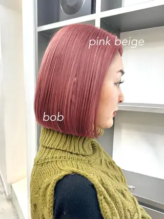 ミディアム カラー ヘアアレンジ 暖色ダブルカラーボブ レイヤー🌈AINAのヘアスタイル