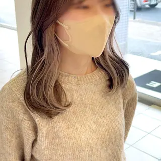 セミロング カラー ヘアアレンジ インナー×縮毛矯正 ピンクカラー澤井里菜のヘアスタイル