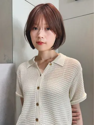 ショート カラー パーマ 🫧小顔×似合わせ× 透明感カラー🫧のヘアスタイル