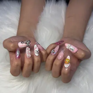 ネイル 🎀うかん 🎀チップ長さ出しのネイルデザイン