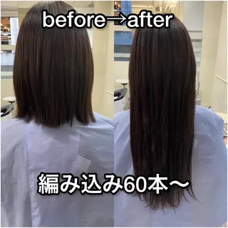 セミロング カラー レイヤーウルフ エクステ磯部のヘアスタイル
