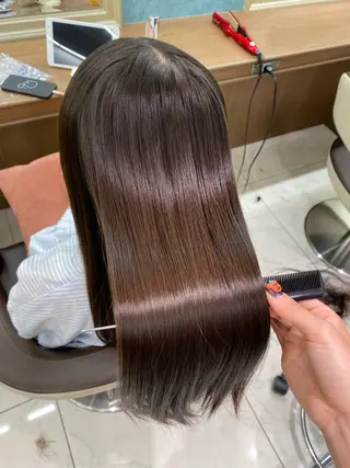 ロング パーマ 長妻莉央/縮毛矯正 髪質改善カラーのヘアスタイル