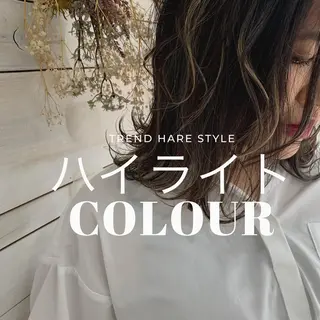 ミディアム カラー ハッシュカット/ボブ /レイヤー/彩奈のヘアスタイル