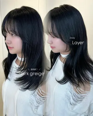 ミディアム カラー 透け感ベージュ🤍 ハイトーンカラーのヘアスタイル