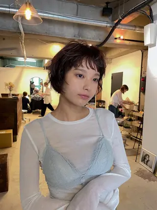 ショート カラー パーマ パーマ/レイヤー 岩山丈一郎のヘアスタイル