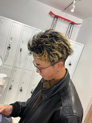 ショート パーマ メンズ 波巻きスパイラル🌀 新潟/万代/山下優のヘアスタイル