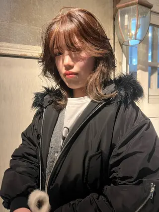 ミディアム ハイトーン/顔まわり レイヤー/YUKAのヘアスタイル