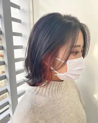 ミディアム カラー 韓国ヘア顔周りカット 艶髪ベージュtamaのヘアスタイル