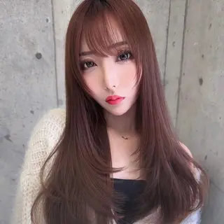 ロング 岡田準希/韓国/透明 感カラー/美髪矯正のヘアスタイル