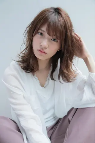 ミディアム カラー ボブ韓国風レイヤー 髪質改善/畠中ケントのヘアスタイル