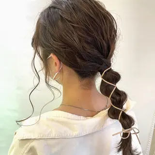 セミロング ヘアアレンジ 佐藤 梨里花 ❤︎のヘアスタイル