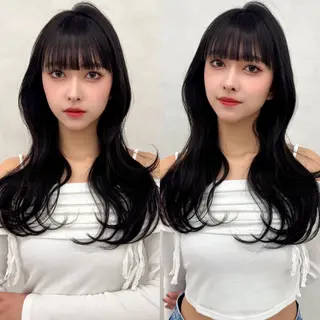 ロング 学割🍒韓国風カット 縮毛矯正市川悟のヘアスタイル