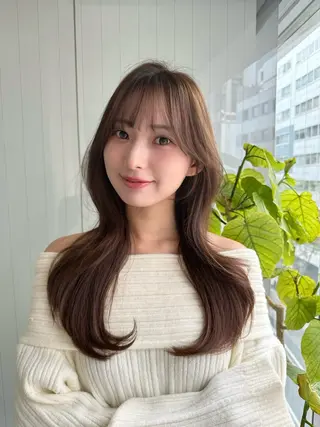 セミロング カラー 韓国ヘア✨美髪矯正✨ 渋谷 etoraのヘアスタイル