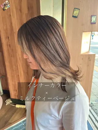 ミディアム 【ブロンド】【ベージ ュ】TAKUMAのヘアスタイル