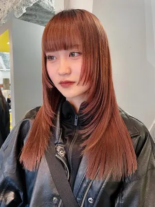 ロング カラー ヘアアレンジ ハッシュカット/ 韓国ヘア☽⋰mahoのヘアスタイル