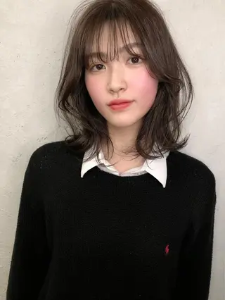 セミロング カラー サイドバング 🇰🇷沼田　拓斗のヘアスタイル
