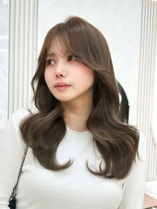 セミロング カラー 顔周り特化/韓国ヘア /レイヤー/吉野幸大のヘアスタイル