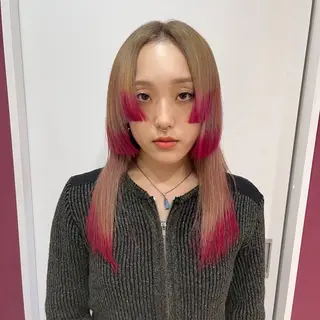 カラー 望愛/レイヤー/ハイ トーン/デザインのヘアスタイル