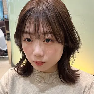 ミディアム カラー パーマ タンバルモリパーマ 礒井メンキのヘアスタイル