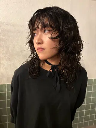 ミディアム パーマ かおん/パーマ \ウルフパーマのヘアスタイル