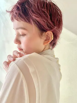 ショート カラー パーマ ヘアアレンジ 髪質改善カラー&TR 縮毛矯正/弱酸性矯正のヘアスタイル