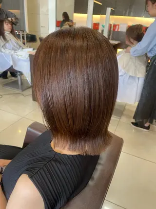 セミロング カラー 🍊うる艶暖色カラー ボブ🍓マツパまゆかのヘアスタイル