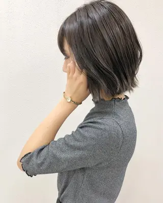 ミディアム 透明感カラー／ 髪質改善／ボブ／中山のヘアスタイル