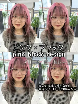 ミディアム カラー ダブルカラーブリーチ 髪質改善　縮毛矯正のヘアスタイル