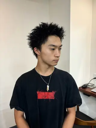 メンズ スパイキーパーマ 柏NO1 藤本葉のヘアスタイル