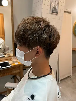 パーマ メンズ ぱつボブ/ ショート/YUKIのヘアスタイル