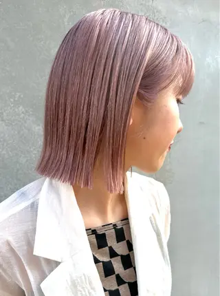 ミディアム カラー 🧡ono🧡暖色/ 切りっぱなしボブ🧡のヘアスタイル