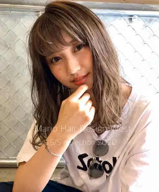 セミロング カラー パーマ 竹嶌 健吾のヘアスタイル