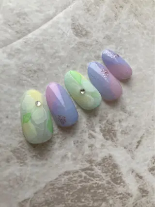 ロング カラー パーマ ヘアアレンジ メンズ キッズ ネイル マツエク・マツパ auladenail アウラデネイルのネイルデザイン