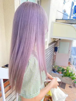 ロング エクステ ハイトーン 💭黒崎ハルカのヘアスタイル